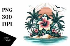 Retro Tropical Flower Island Clipart Product Image 3