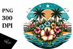 Retro Tropical Flower Island Clipart Product Image 3