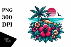 Retro Tropical Flower Island | Sublimation | Clipart Product Image 3