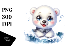 Energetic Baby Polar Bear PNG Product Image 1