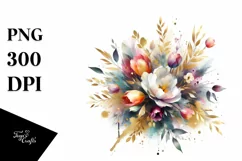 abstract colorful bouquet with gold foil Product Image 1