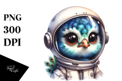 Cute Baby Peacock with Astronaut Helmet PNG Product Image 1