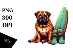 Watercolor Bullmastiff Sitting in Sand | Clipart Product Image 1