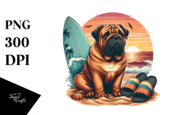 Watercolor Bullmastiff Sitting in Sand | Clipart Product Image 1