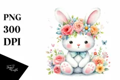 Cartoon-Style Bunny with Flower Crown | Clipart Product Image 3