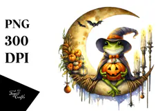 Watercolor Frog in Halloween Style PNG Product Image 1