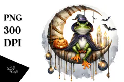 Watercolor Frog in Halloween Style PNG Product Image 1