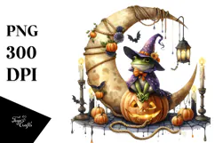 Watercolor Frog in Halloween Style PNG Product Image 1
