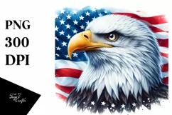 Watercolor Eagle Wildlife Patriotic Flower Clipart Product Image 1