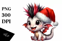 Excited Dragon with Santa Hat, PNG Product Image 1