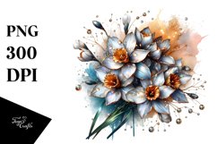 Shiny Narcissus Watercolor Abstract Clipart Product Image 3