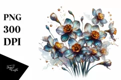 Shiny Narcissus Watercolor Abstract Clipart Product Image 3