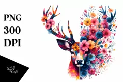 Watercolor Vibrant Deer | Sublimation Clipart Product Image 1
