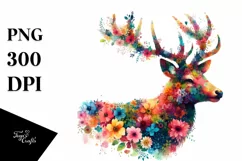 Watercolor Vibrant Deer | Sublimation Clipart Product Image 1