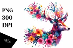 Watercolor Vibrant Deer | Sublimation Clipart Product Image 1