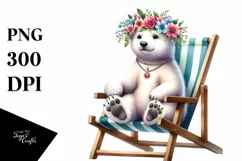 Watercolor Beach Sloth Polar Bear Wreath Clipart Product Image 3