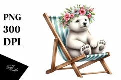 Watercolor Beach Sloth Polar Bear Wreath Clipart Product Image 3