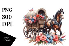 Vintage Oilish Horse Wagon | Watercolor Clipart Product Image 1