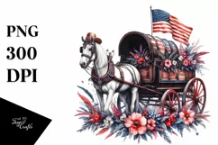 Vintage USA Flag Wagon | Watercolor Clipart Product Image 3
