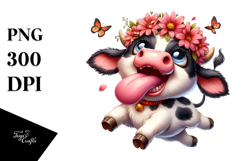 Cow with Flower Crown PNG Product Image 1