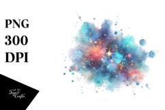 Colorful Blue Glittery Watercolor Particles Product Image 1