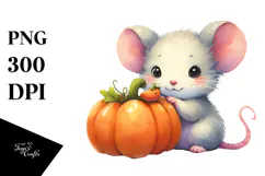 Cute Baby Mouse with Pumpkin PNG Product Image 1