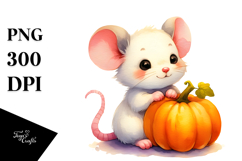 Cute Baby Mouse with Pumpkin PNG Product Image 1
