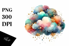Colorful Watercolor Cloud with Golden Foil Product Image 1