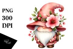 Cute Gnome with Cherry Blossom PNG Product Image 1