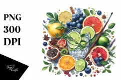 Watercolor Cocktail Drink Mojito Refreshing Clipart Product Image 1