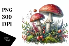 Detailed Mushroom Watercolor Splash PNG Product Image 3