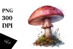 Detailed Mushroom Watercolor Splash PNG Product Image 1