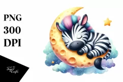 Cute Baby Zebra on the Moon | Sublimation | Clipart Product Image 3