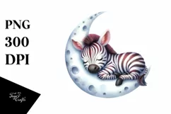 Colorful Baby Zebra Sleeping on the Moon Clipart Product Image 1