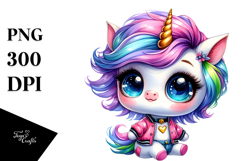Cute Baby Unicorn with Cool Haircut PNG Product Image 1