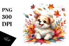 Dog with Autumn Leaves, Transparent PNG Product Image 3