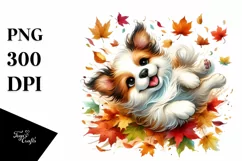 Dog with Autumn Leaves, Transparent PNG Product Image 1