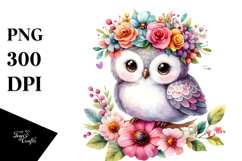 Vibrant Owl Flower Crown Clipart Product Image 1