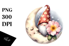 Gnome with Moon Primrose PNG Product Image 1
