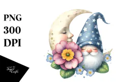 Gnome with Moon Primrose PNG Product Image 1