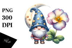 Gnome with Moon Primrose PNG Product Image 1