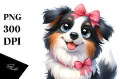 Happy Cartoon Border Collie PNG Product Image 1