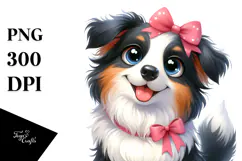 Happy Cartoon Border Collie PNG Product Image 1