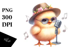 Cute Energetic Baby Chicken PNG Product Image 1