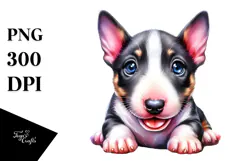 Cute Baby Bull Terrier with Crazy Fur PNG Product Image 1