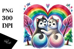 Rainbow Trees with Husky Heart PNG Product Image 1