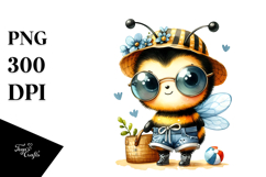 Cute Energetic Baby Bee PNG Product Image 1