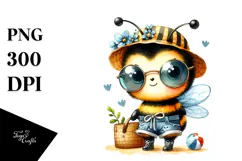 Cute Energetic Baby Bee PNG Product Image 1