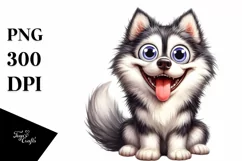 Cute Watercolor Siberian Husky Clipart Product Image 1