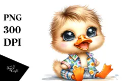 Cute Baby Duck in Summer Clothes PNG Product Image 1